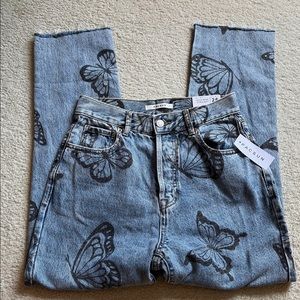 pacsun high rise straight butterfly jeans